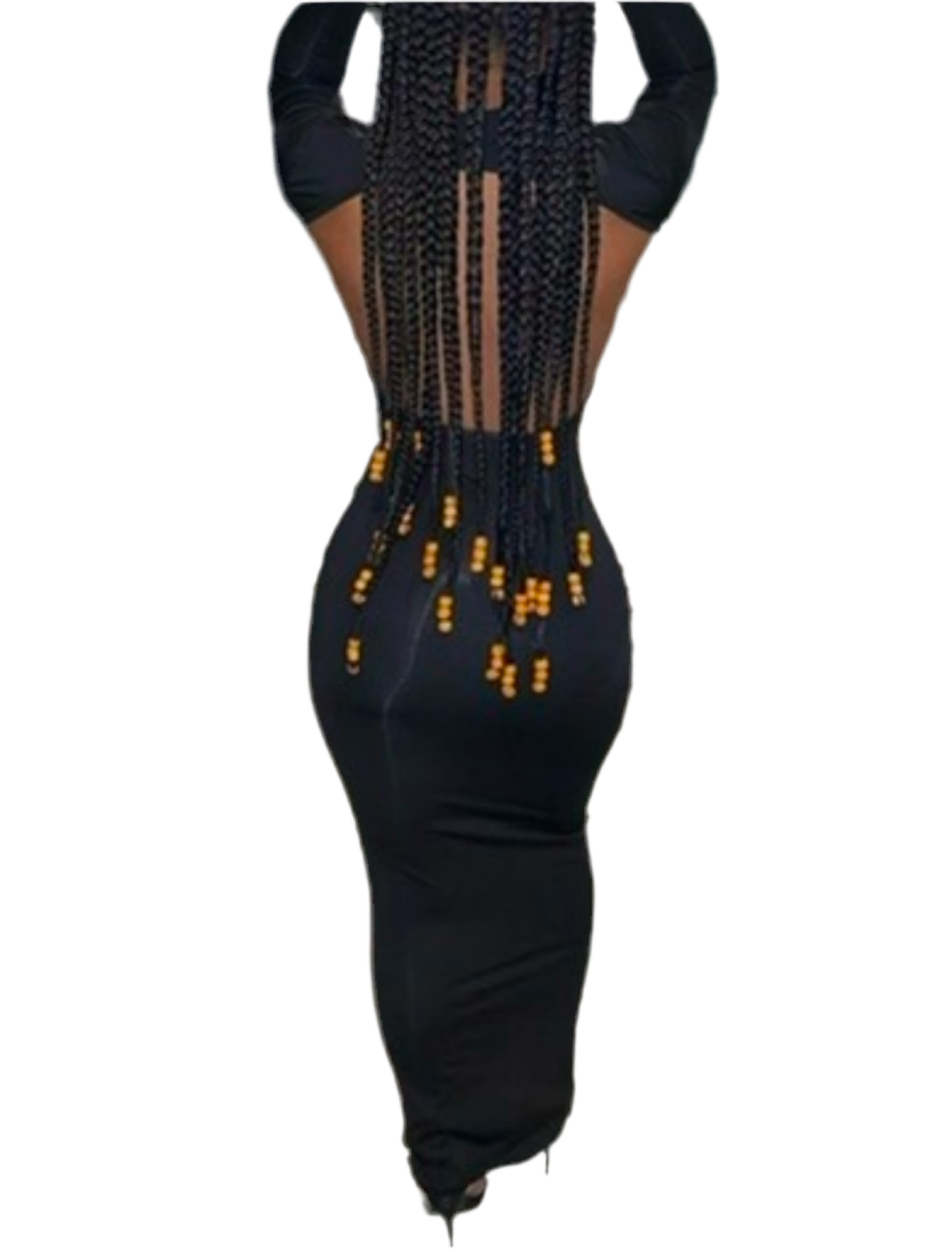 Open Back Mid-Neck Blk Maxi