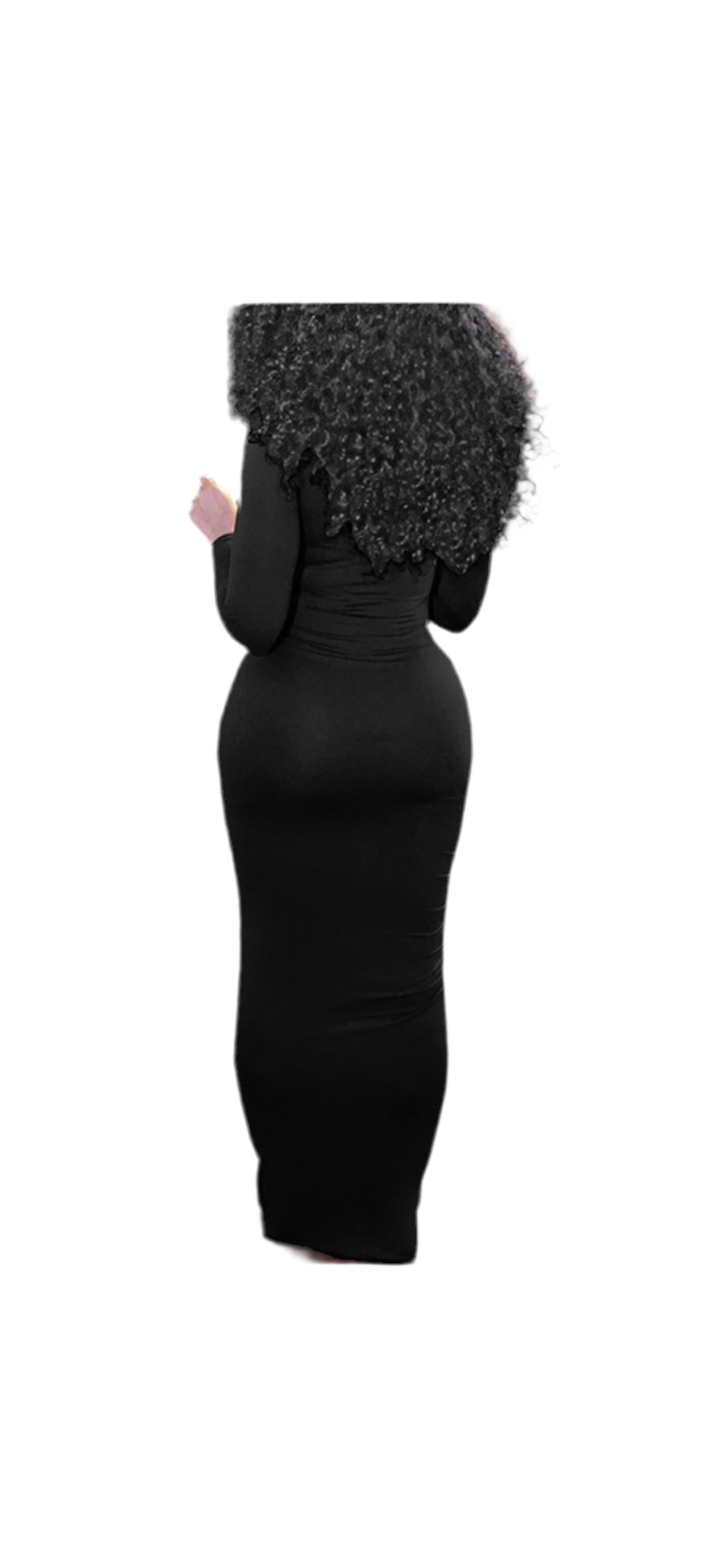 Black Hooded Stretch Maxi Dress