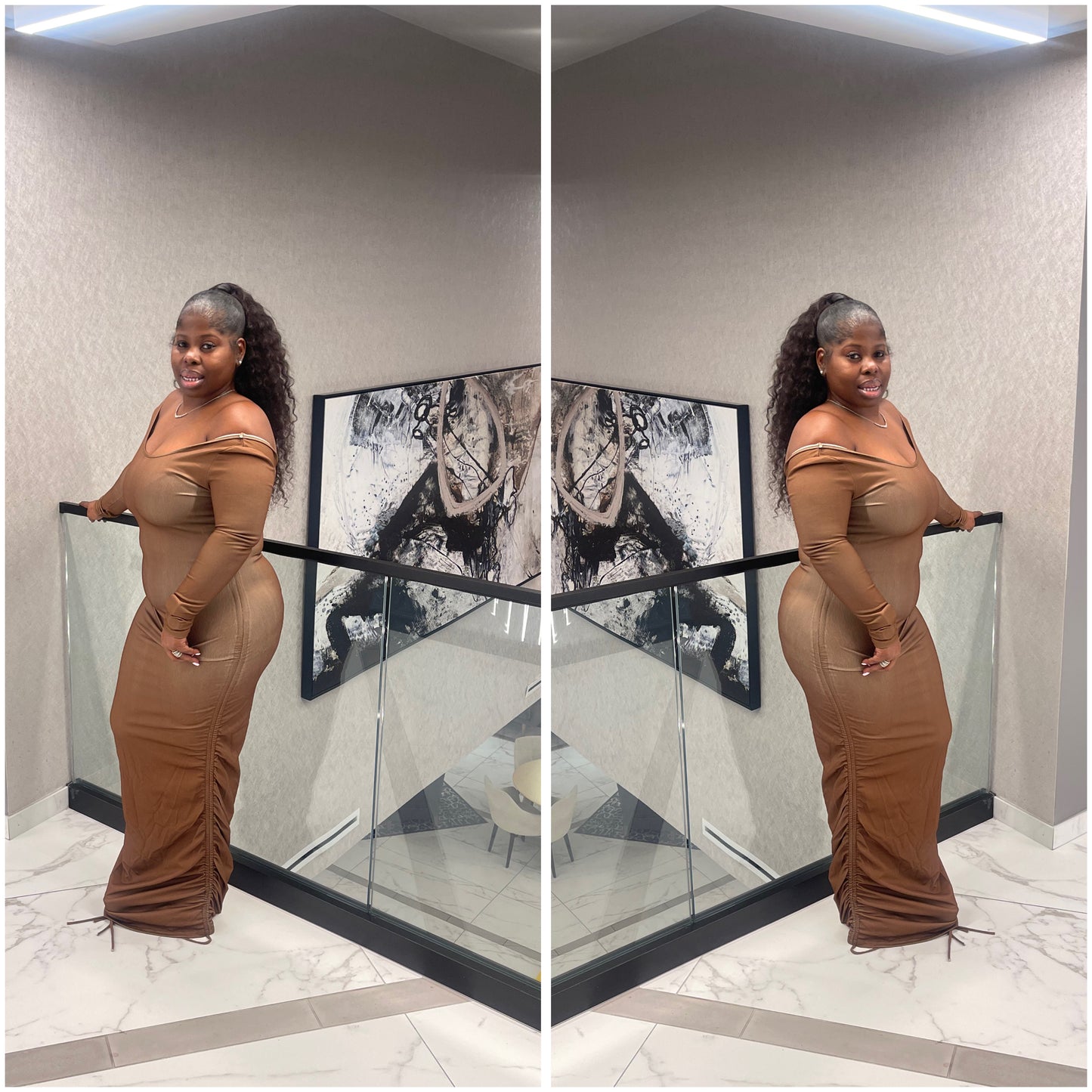 Off/On the Shoulder Maxi Dress