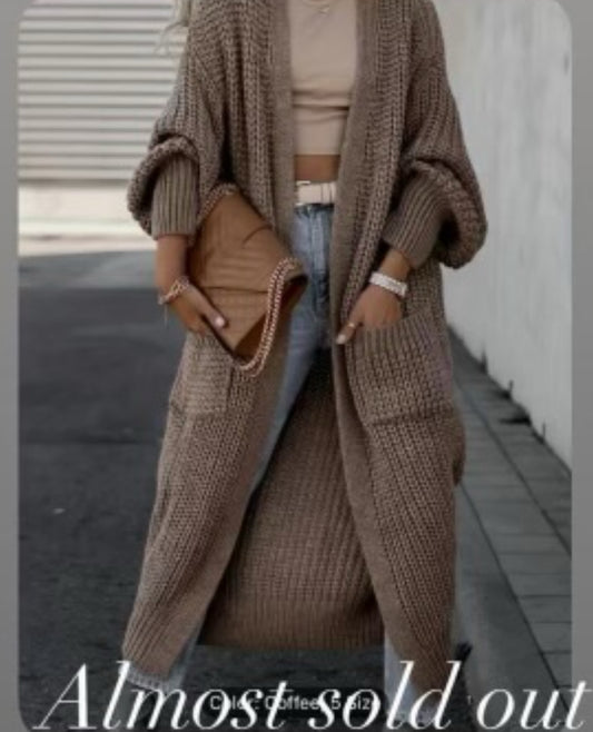 Open Front Brown Cardigan